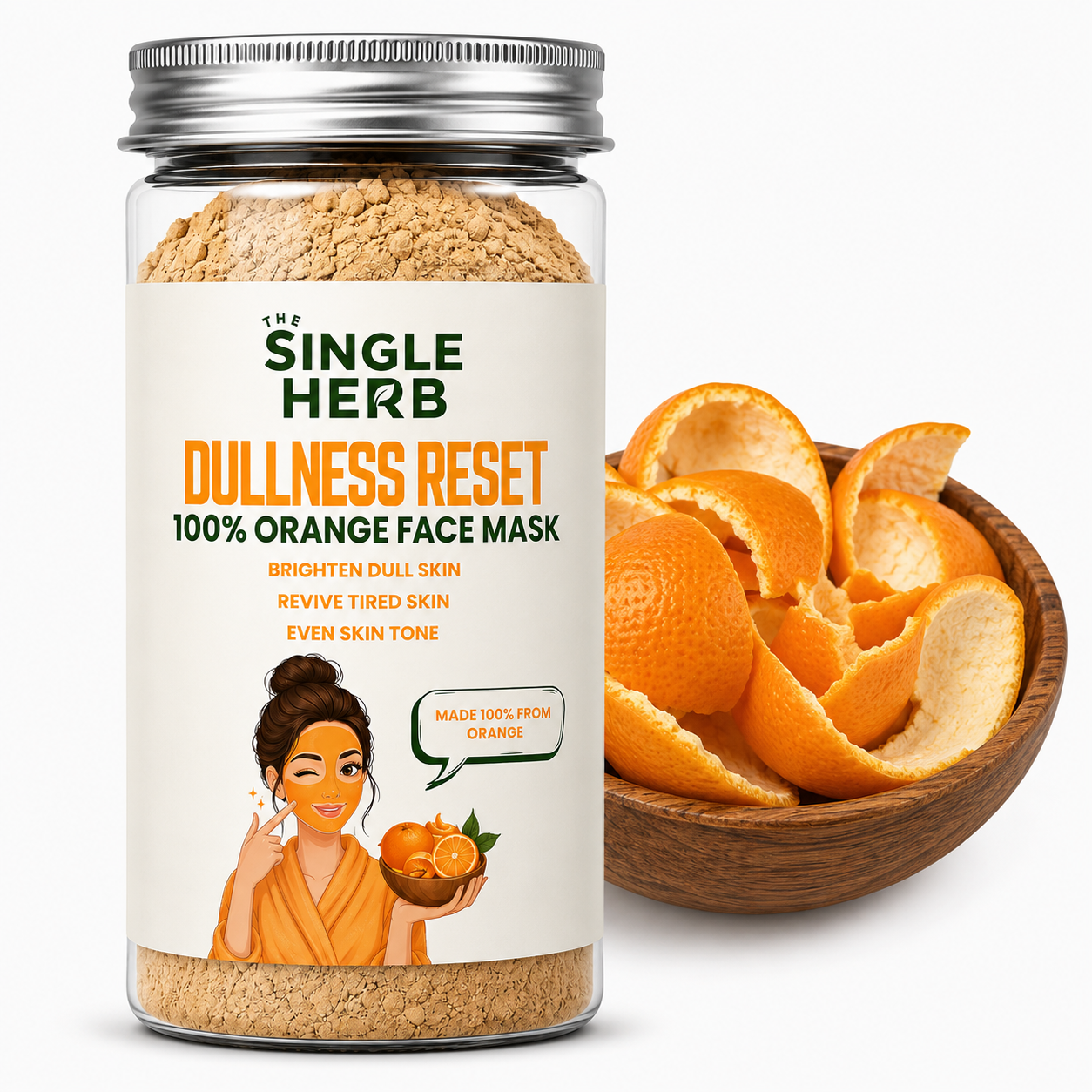 Orange Face Mask Powder – 100% Orange Herbal Face Pack for Dull Skin ( 125gm )