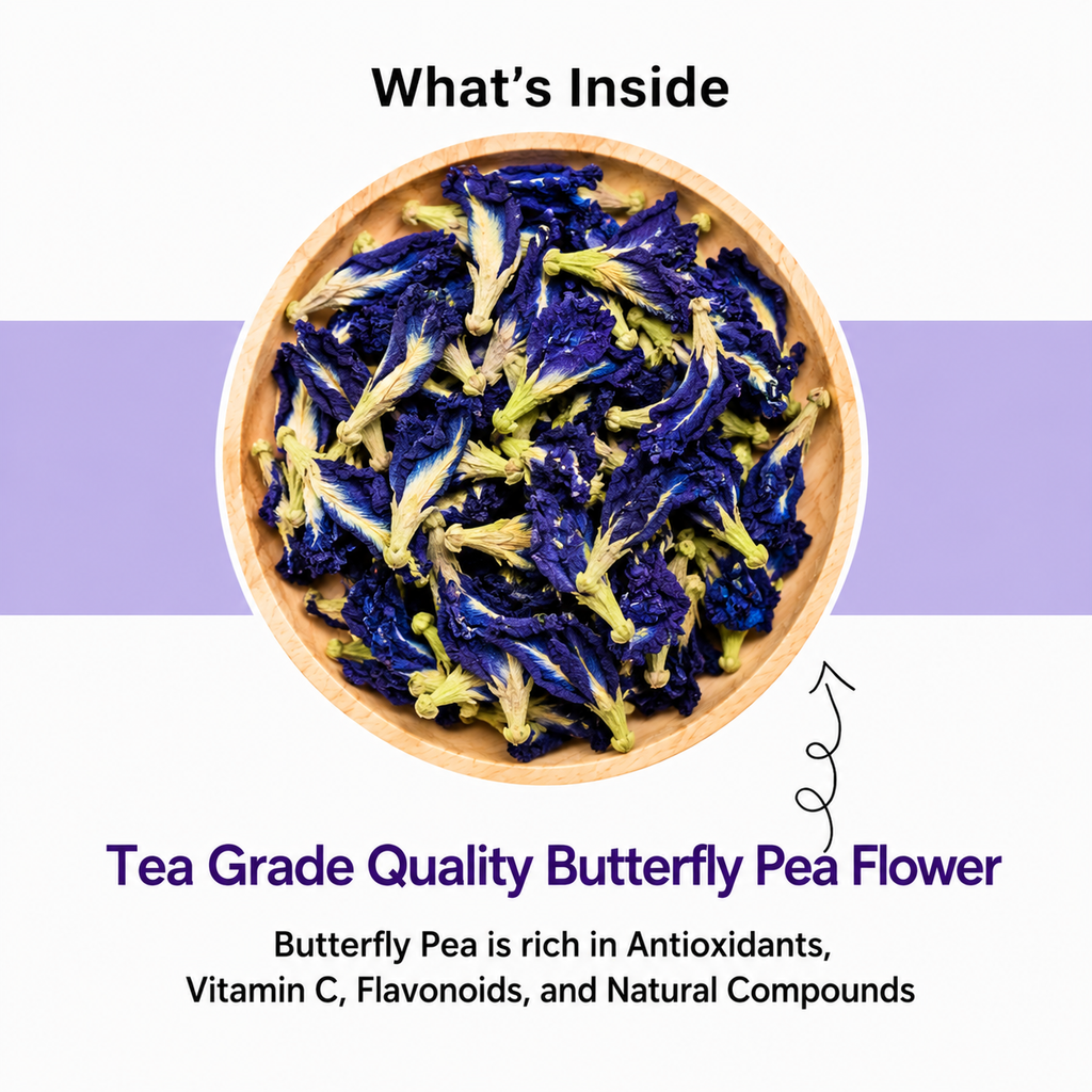 Butterfly Pea Flower Tea – Blue Herbal Tea for Glow & Focus ( 30+ Cups )
