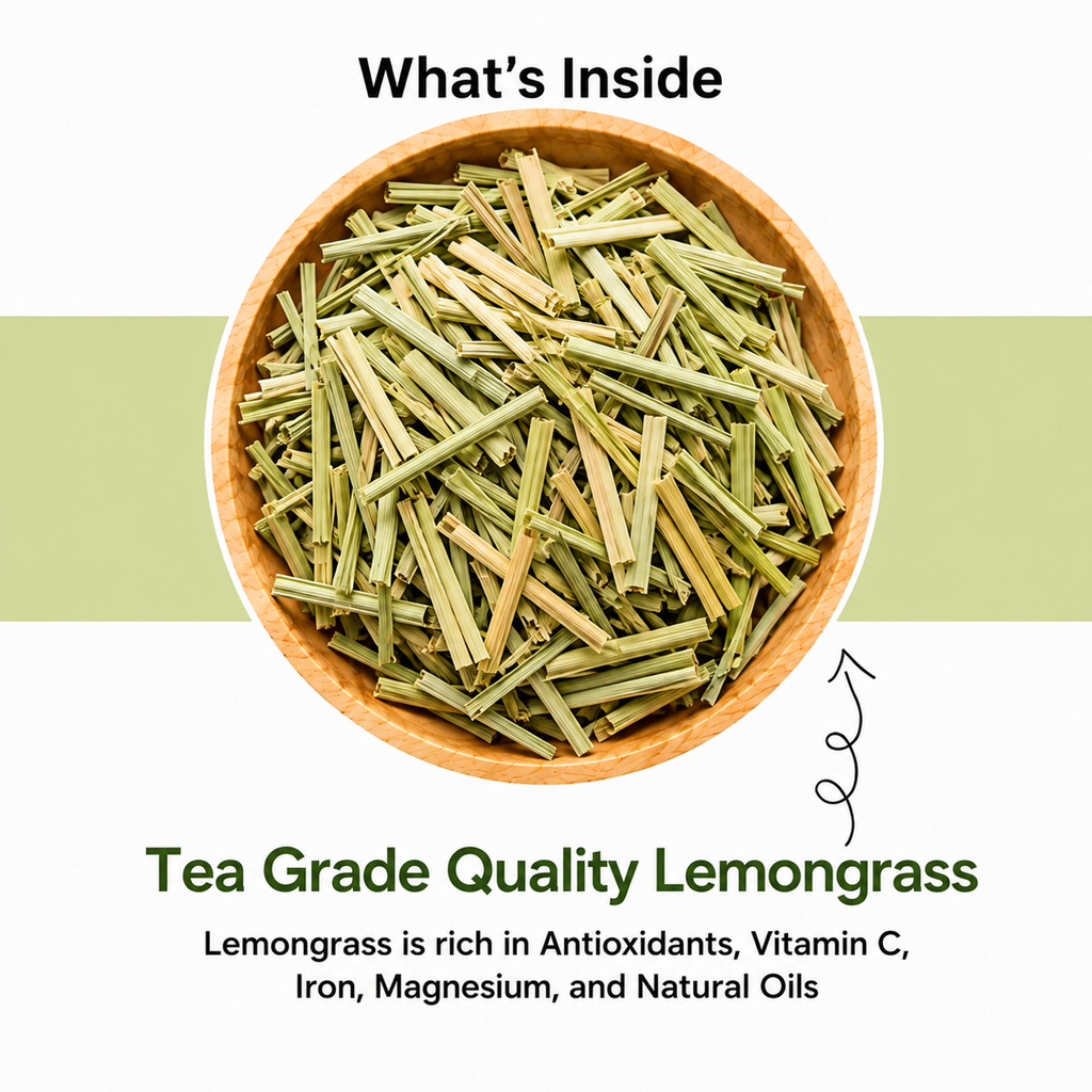Lemongrass Tea – 100% Herbal Tea for Refreshment & Daily Wellness ( 30+ Cups )