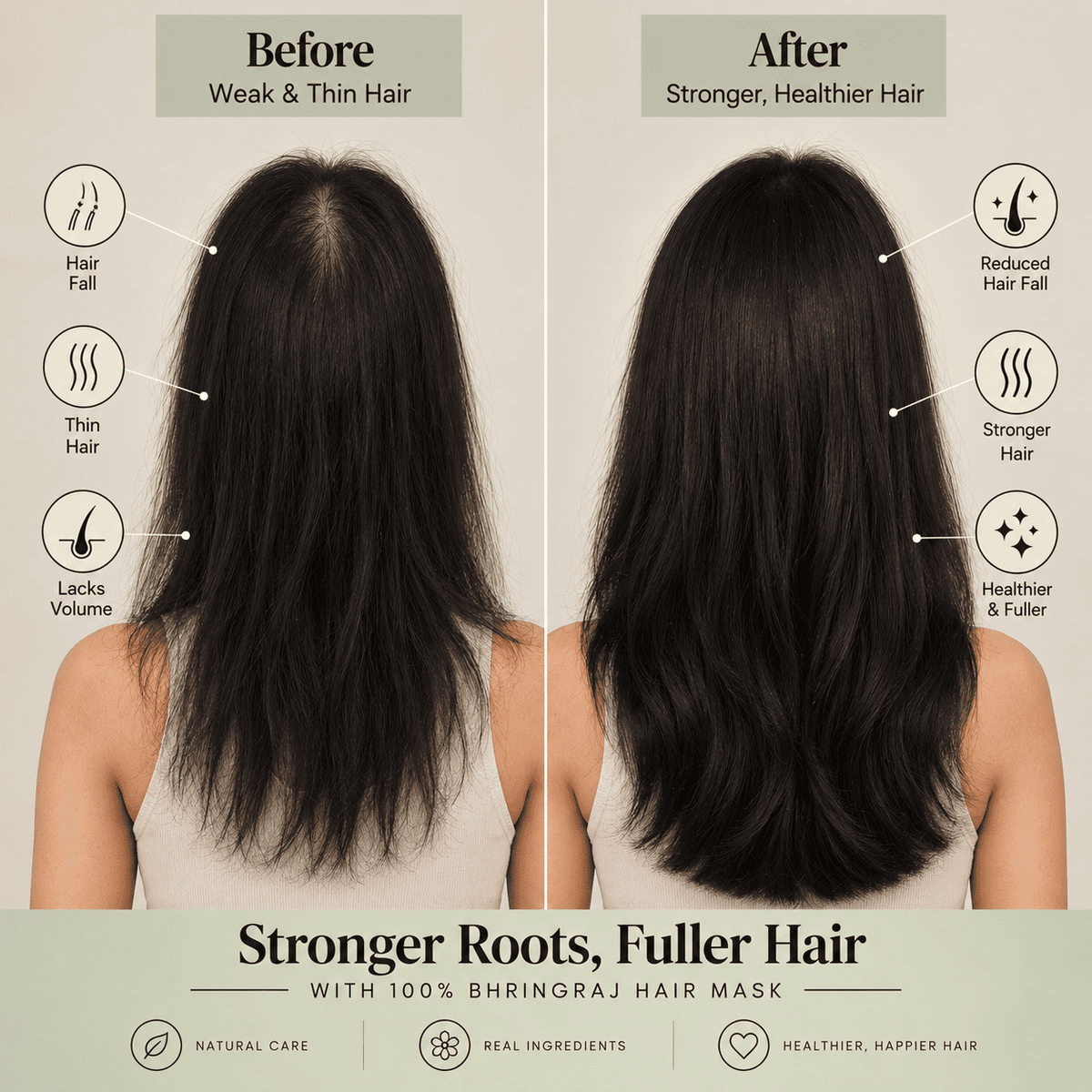 100% Pure Bhringraj Hair Mask Powder – Natural Hair Strength & Scalp Care( 125gm)