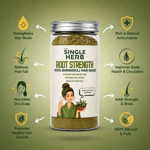100% Pure Bhringraj Hair Mask Powder – Natural Hair Strength & Scalp Care( 125gm)
