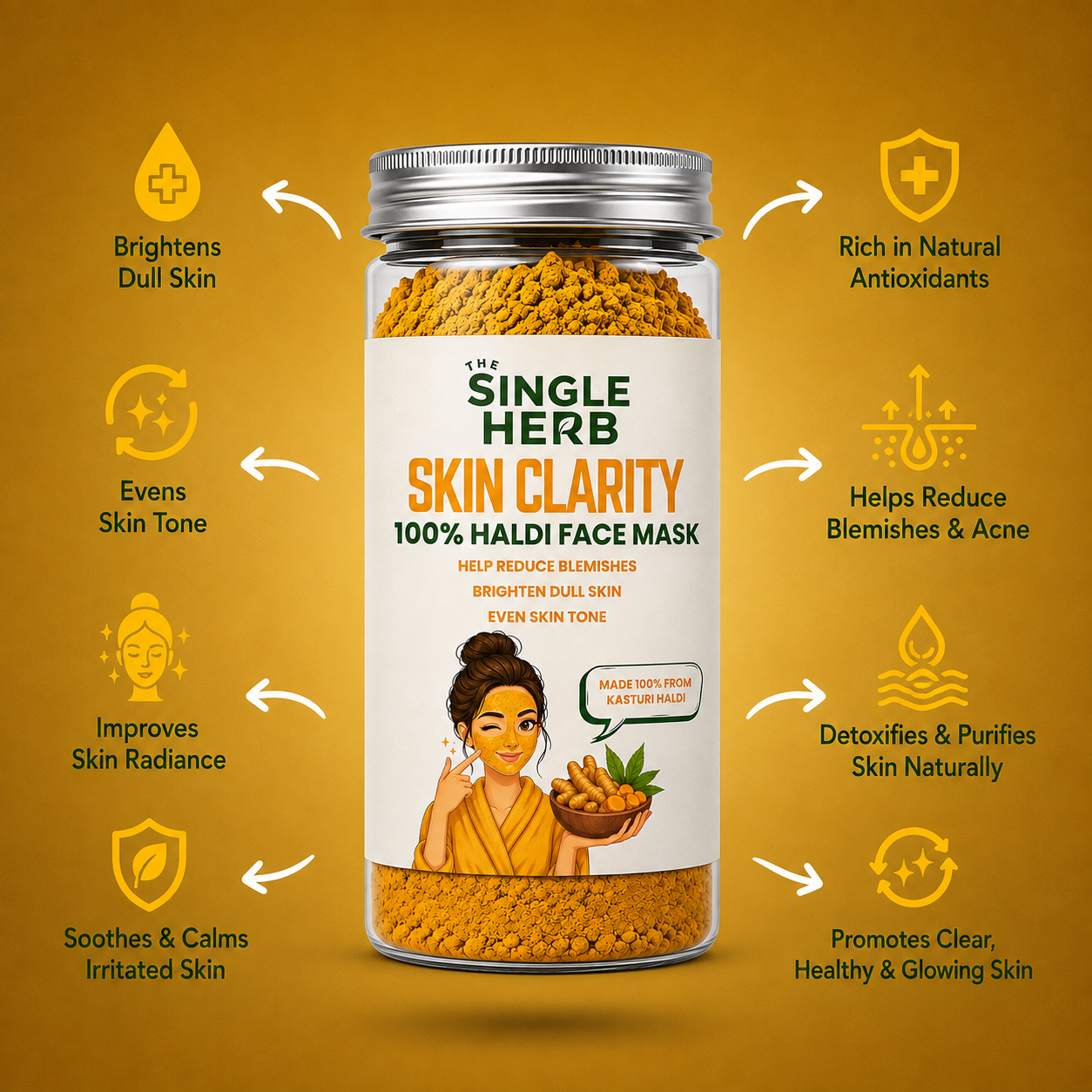 Haldi FacHaldi Face Mask Powder – 100% Kasturi Turmeric(125gm)